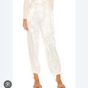 Misa Los Angeles Cream Floral Cropped Pants